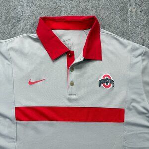 Ohio State Buckeyes Nike Performance Polo Shirt Men XL Gray Red Short Sleeve b35